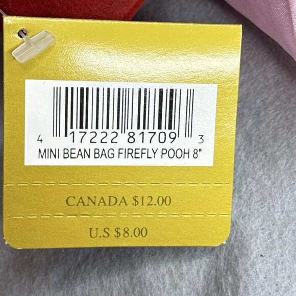 Firefly Pooh Love Bug Pink Wings The Disney Store Bean Bag Plush 8" Dated 2000 - Picture 6 of 6